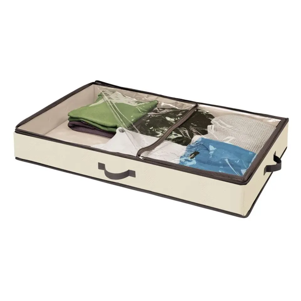 mDesign Unterbettkommode Unterbettbox creme espresso mit Deckel
