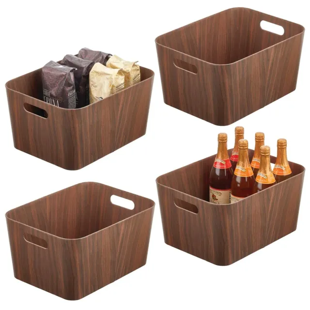 mDesign Aufbewahrungsbox Karton 4er-Set Dunkelbraun mittel