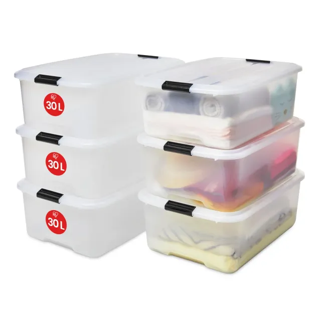 Iris Ohyama TB-30 Aufbewahrungsbox 30L 6er-Set transparent