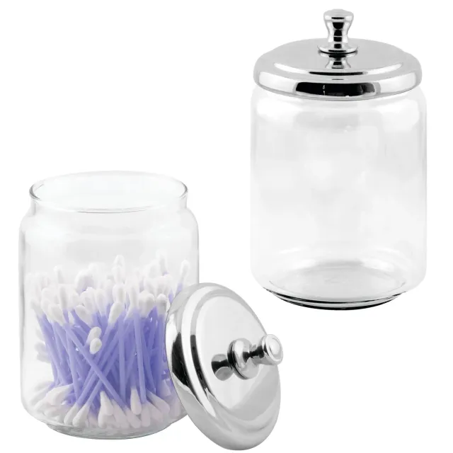 mDesign Apothekerdose Glas 2er-Set klar mit Chromdeckel