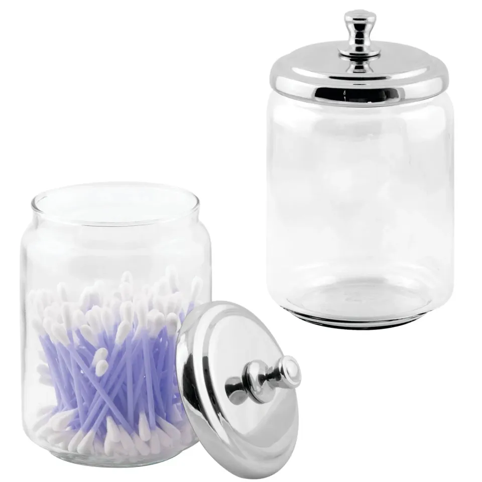 mDesign Apothekerdose Glas 2er-Set klar mit Chromdeckel