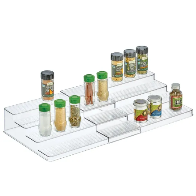mDesign Gewürzregal ausziehbar 4 Ebenen transparent Kunststoff