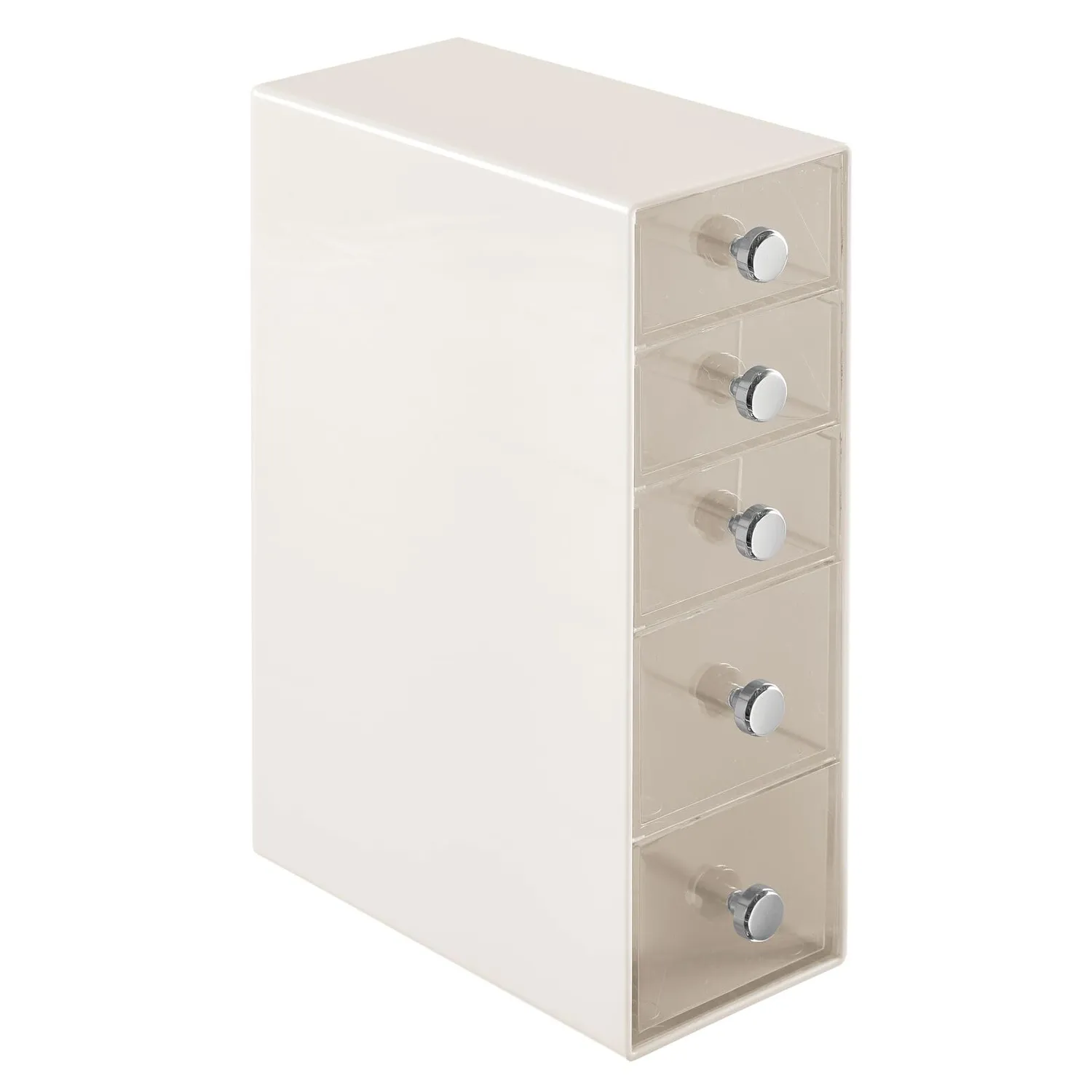 mDesign Make-up Organizer 5 Schubladen cremefarben transparent