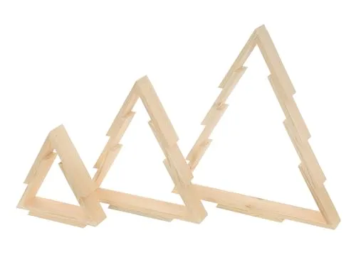 GoodFreshDecor Weihnachtsbäume Holz 3er-Set weiß lasiert