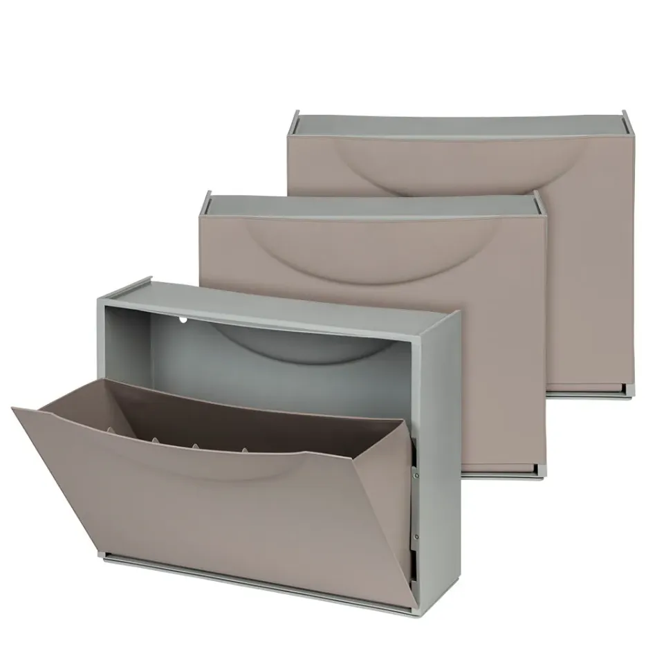 Kreher Schuhkipper 3x Dove Grey Rattan-Optik Set