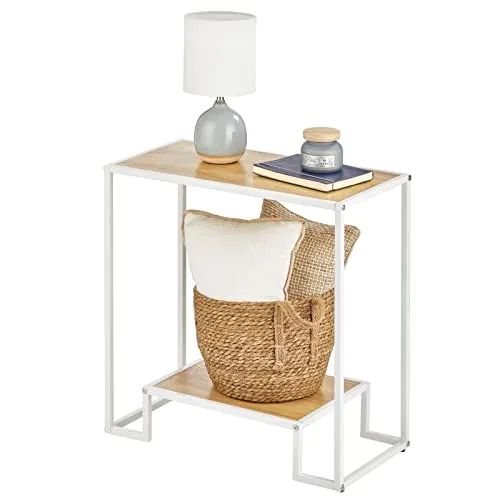 M Design Beistelltisch 2-stöckig weiß braun Metall Holz