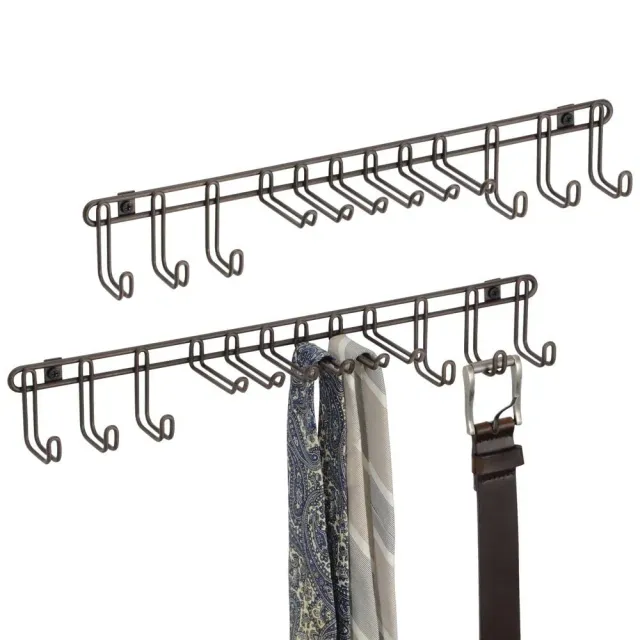 mDesign Hakenleiste Bronze 2er Set Krawatten- Gürtelhalter