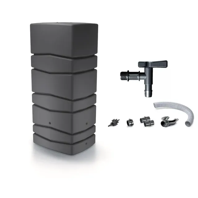 Kreher Aqua Tower Regentonne Anthrazit 650L mit Hahn