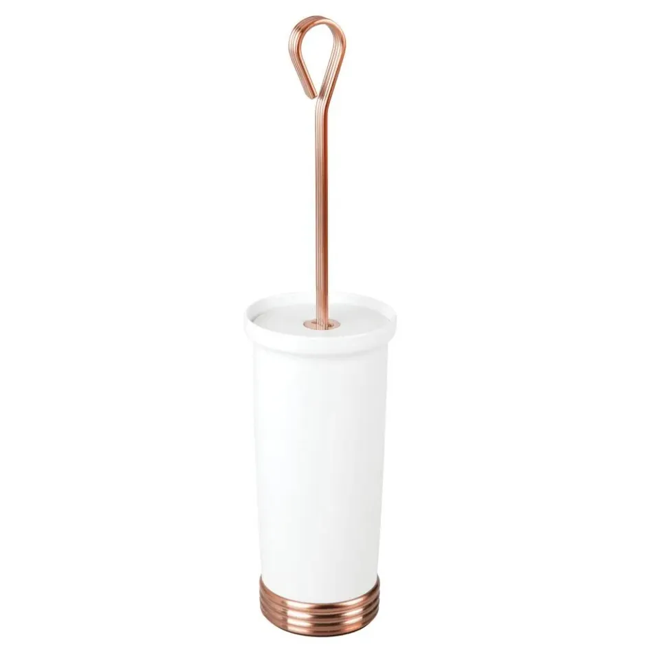 mDesign Toilettenbürste mit Halter weiß-rotgold Kunststoff