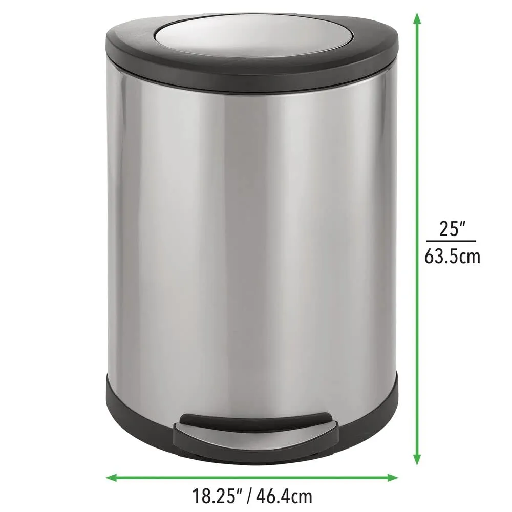 mDesign Tretmülleimer Edelstahl 45 Liter mattsilber