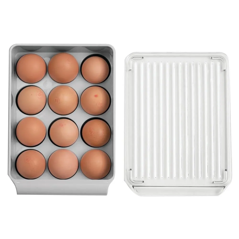 mDesign Eierbehälter 12 Eier Box grau transparent 2er Set stapelbar