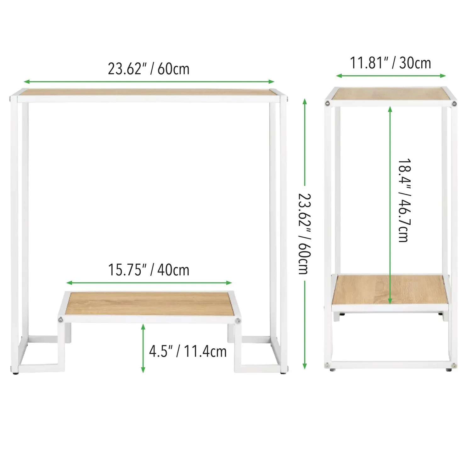 M Design Beistelltisch 2-stöckig weiß braun Metall Holz