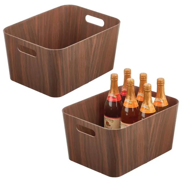 M Design Aufbewahrungsbox Karton 2er-Set dunkelbraun mit Griffen