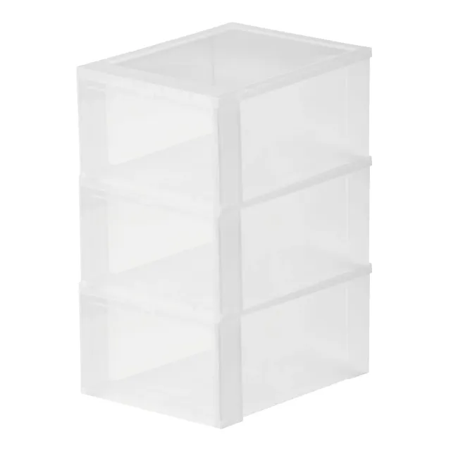 Iris Ohyama EUDF-M Schuhboxen 14L 3er-Set transparent stapelbar