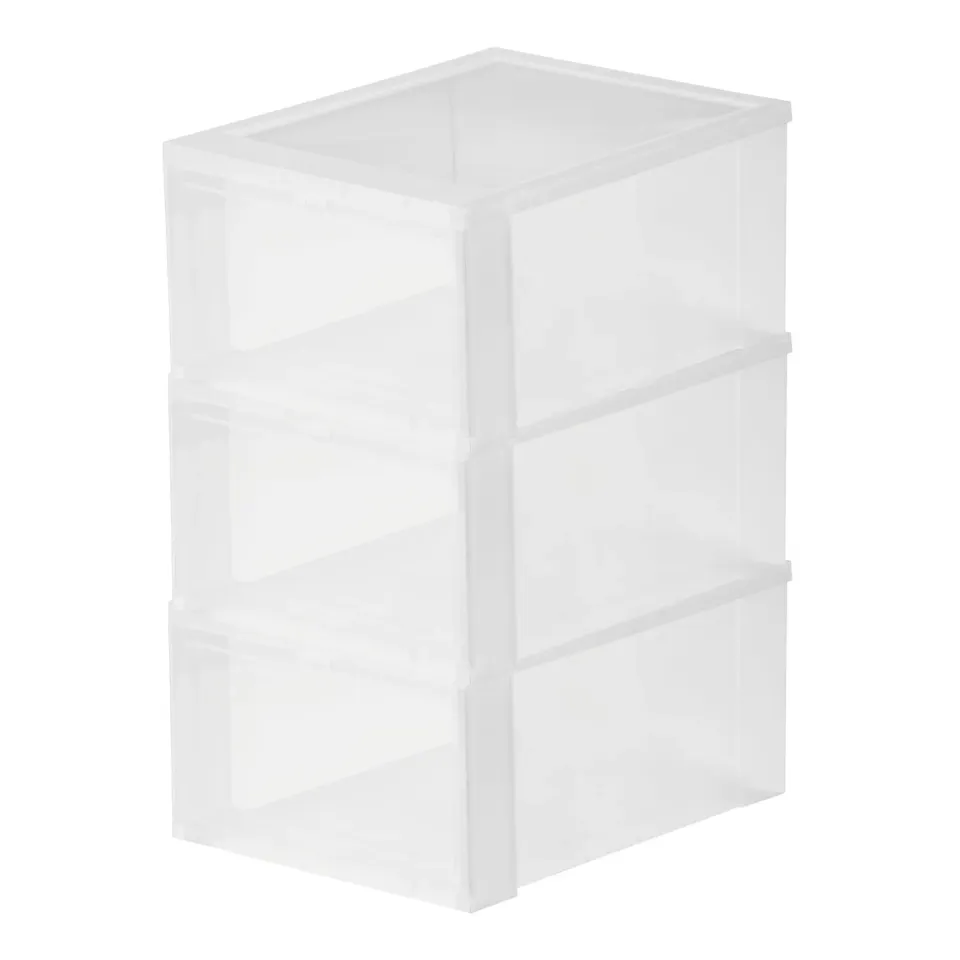 Iris Ohyama EUDF-M Schuhboxen 14L 3er-Set transparent stapelbar