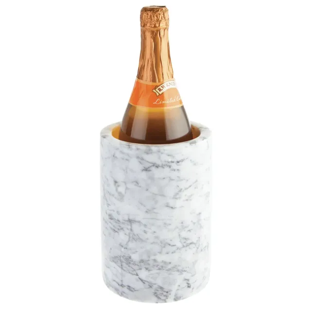 mDesign Weinkühler Flaschenkühler weißer Marmor 1 Flasche