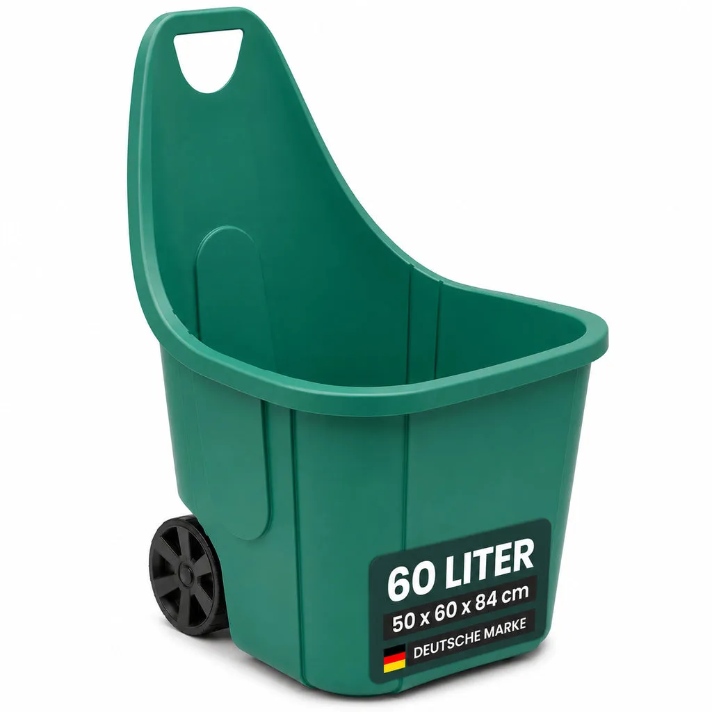 Kreher Gartenkarre Gartentrolley 60 Liter Schwarz recycelt