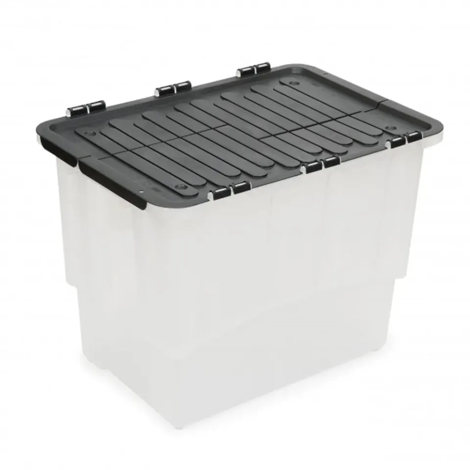 Kreher Croc Box Aufbewahrungsbox 60L mit Faltdeckel transparent