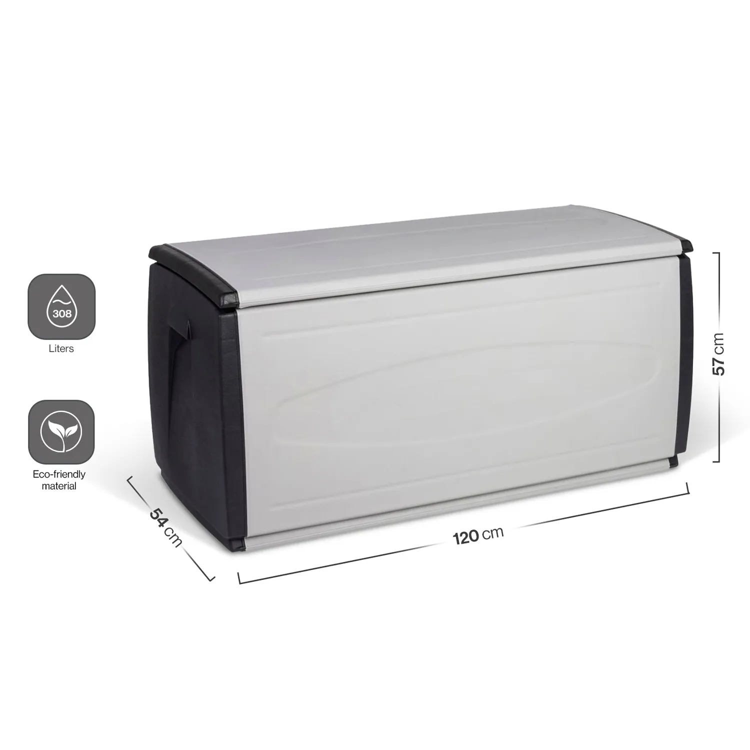 Kreher Mehrzweckbox Kissenbox 308 L Schwarz-Grau Sitztruhe Deckel