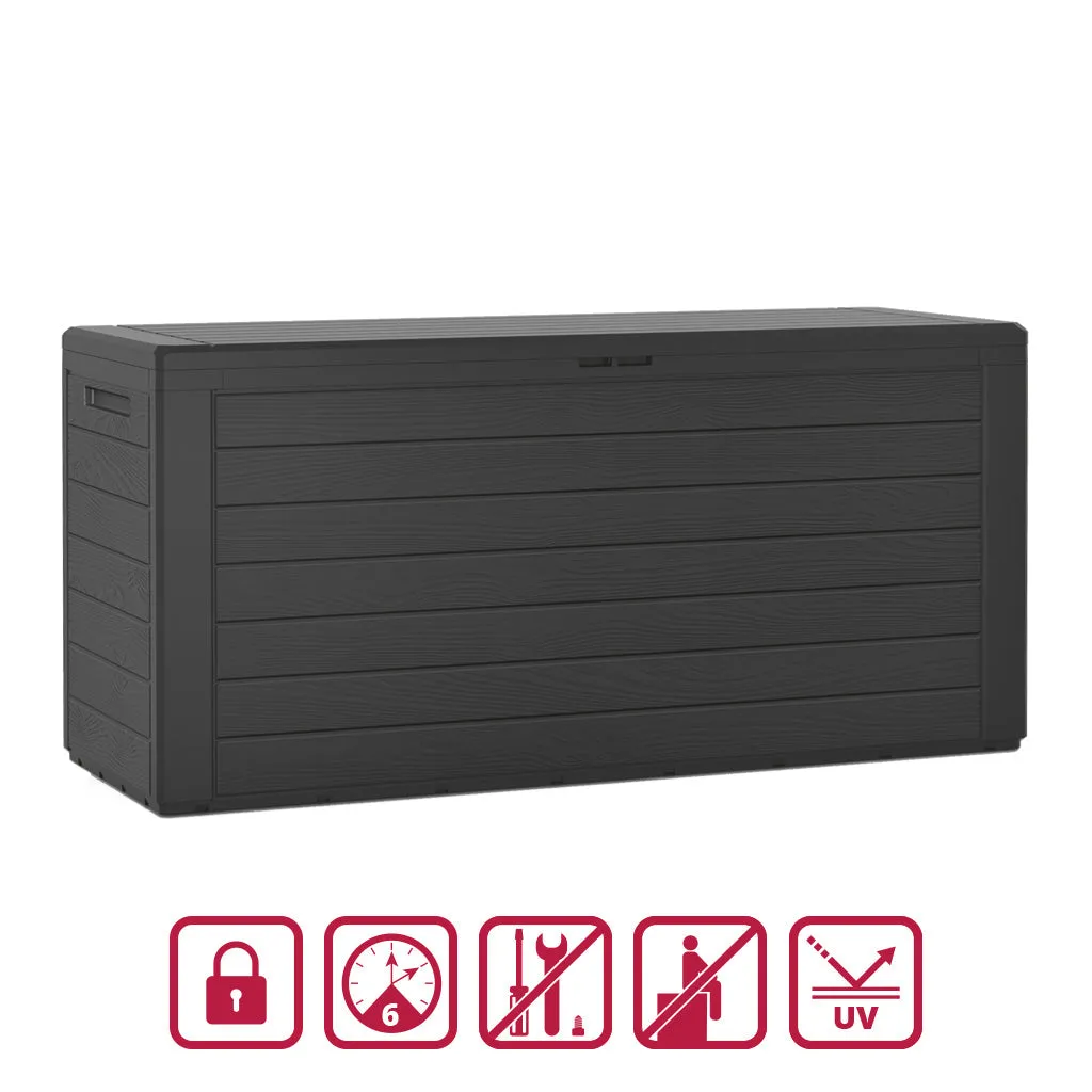 Kreher Wood Kissenbox 280 Liter anthrazit mit Deckel Kunststoff