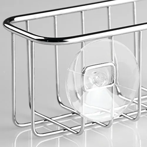 mDesign Schwammhalter Saugnapf Spülorganizer silber verstellbar