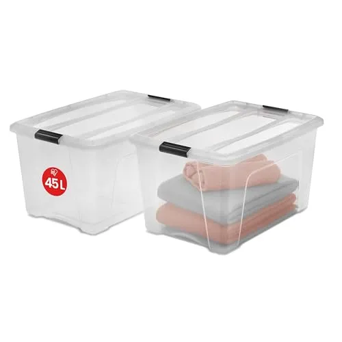 Iris Ohyama NTB-45 Box 45L Klar mit Deckel 2er Set