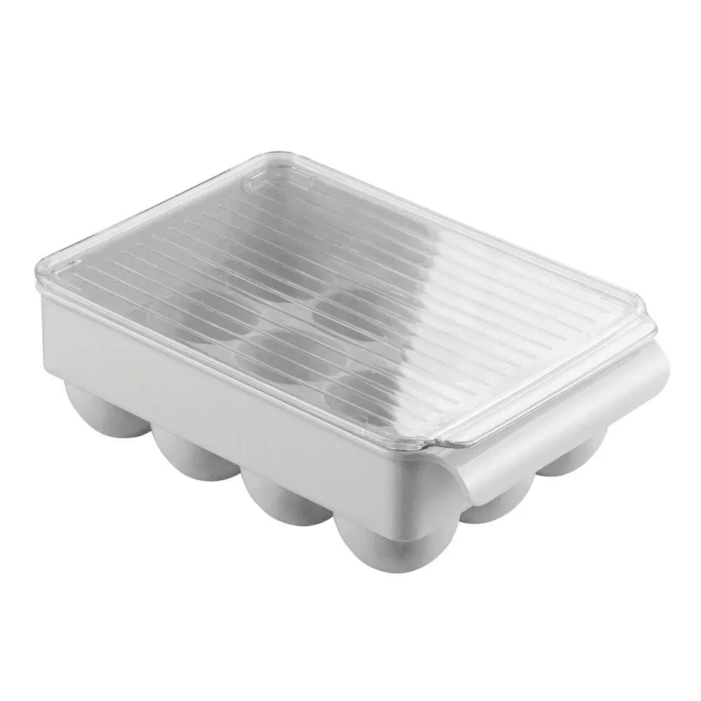 mDesign Eierbehälter 12 Eier Box grau transparent 2er Set stapelbar
