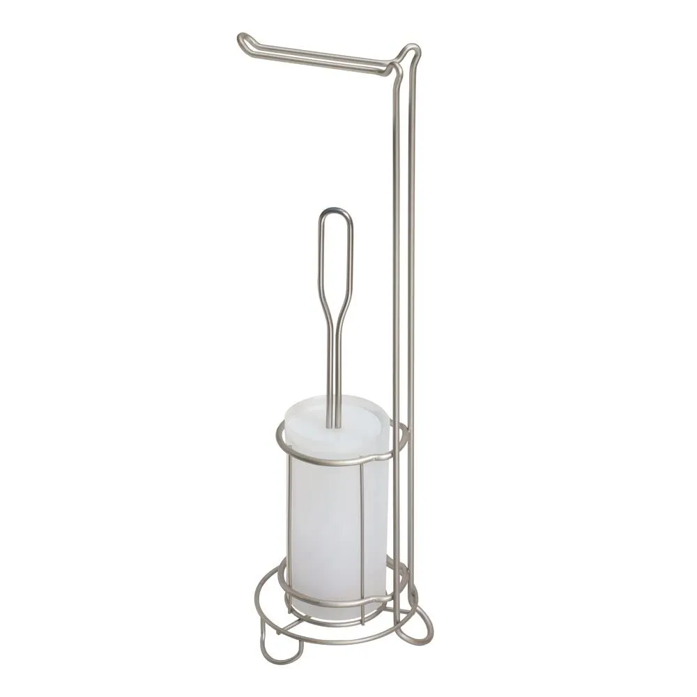 mDesign WC Garnitur Toilettenpapierhalter Bürste silber stehend