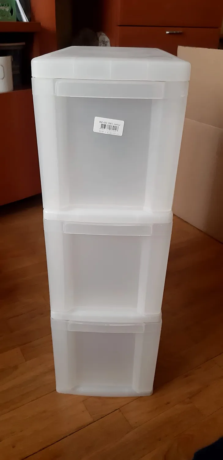 Iris Ohyama NSC-203 Rollcontainer weiß 3x10L mit Rollen