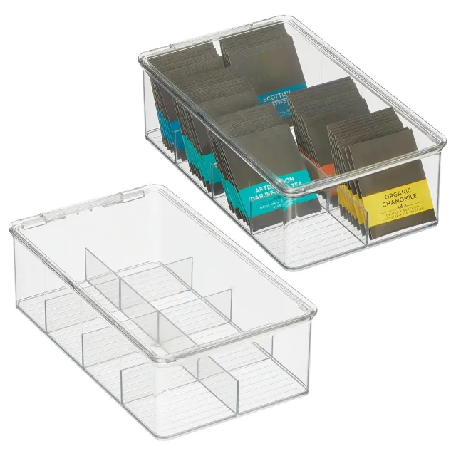 mDesign Aufbewahrungsbox 8 Fächer 2er-Set transparent lang
