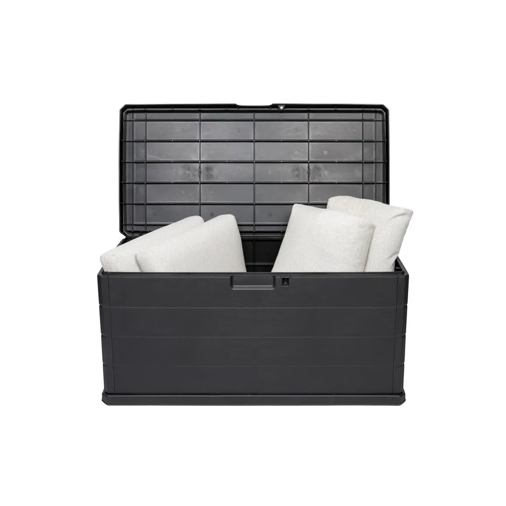 Kreher Kissenbox XXL 340L Holz-Optik anthrazit mit Rollen