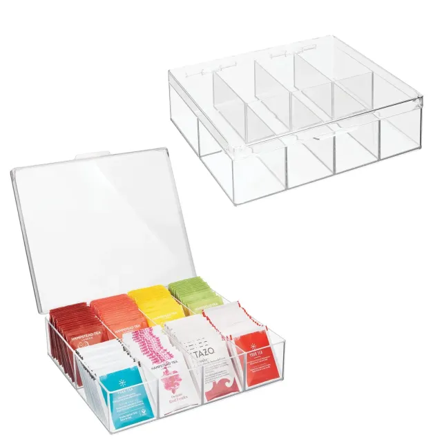 mDesign Küchen Organizer Aufbewahrungsbox 8 Fächer 2er-Set