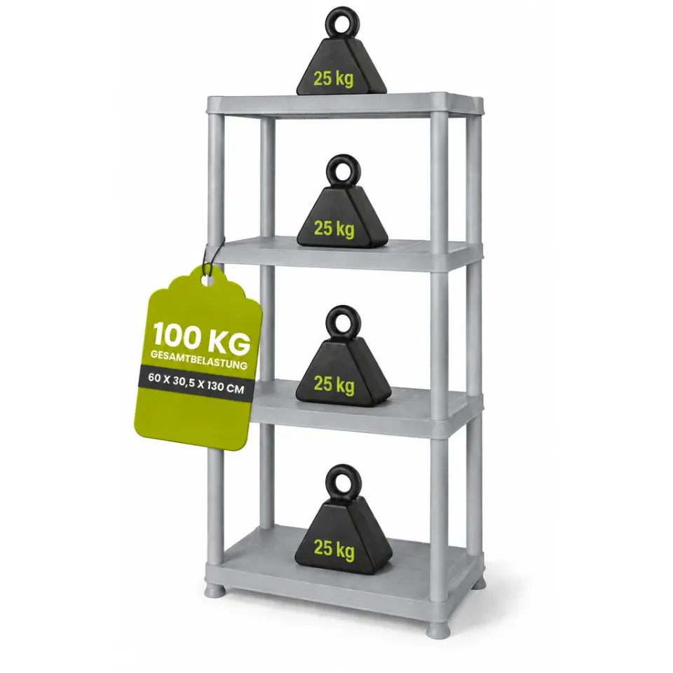 Kreher Primo Kunststoffregal 12 Zoll Regal Grau 100 kg