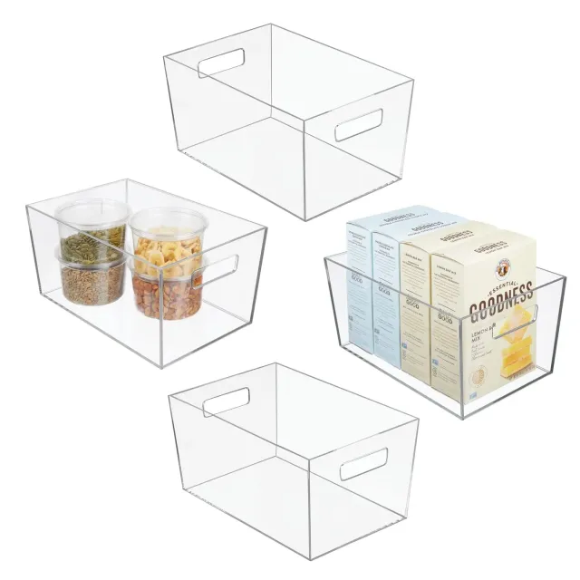 mDesign Aufbewahrungsbox mit Griffen 4er-Set transparent