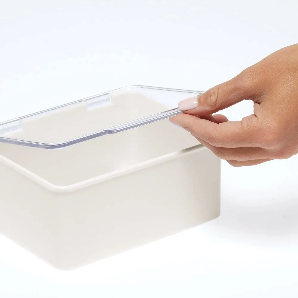 mDesign Aufbewahrungsbox mit Deckel 4er transparent stapelbar