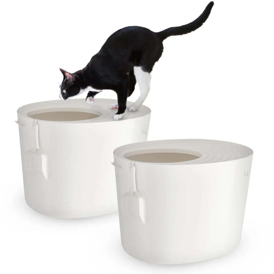 Iris Ohyama PUNT-530 Katzentoilette weiß 2er-Set Top-Entry