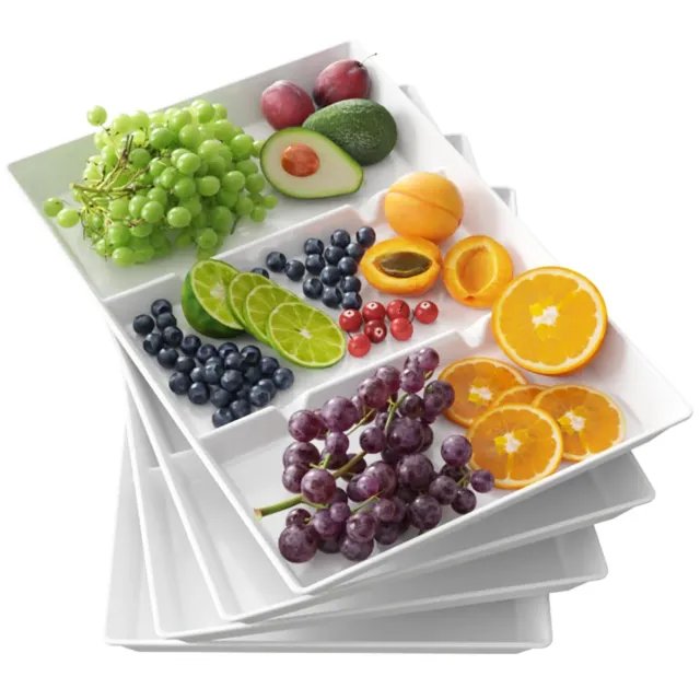 Lifewit Serviertablett mit Fächern Weiß 4er Set