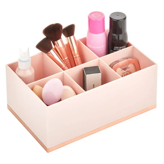 mDesign Make-up Organizer 6 Fächer hellrosa roségold Kunststoff