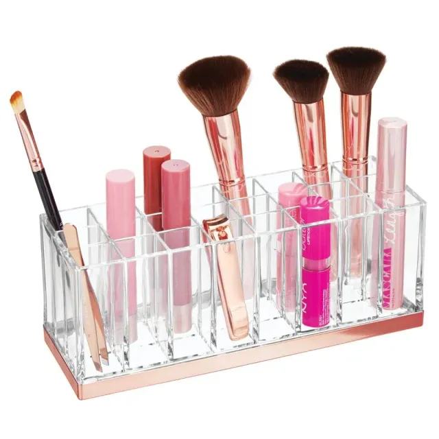 mDesign Kosmetik Organizer 24 Fächer Box transparent rotgold