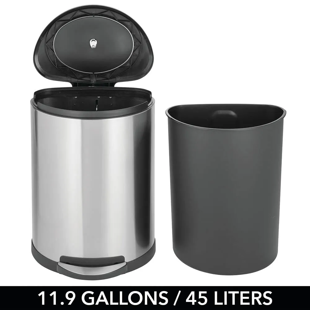 mDesign Tretmülleimer Edelstahl 45 Liter mattsilber
