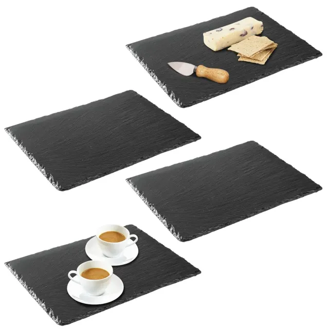 mDesign Schieferplatte Serviertablett 4er-Set schwarz