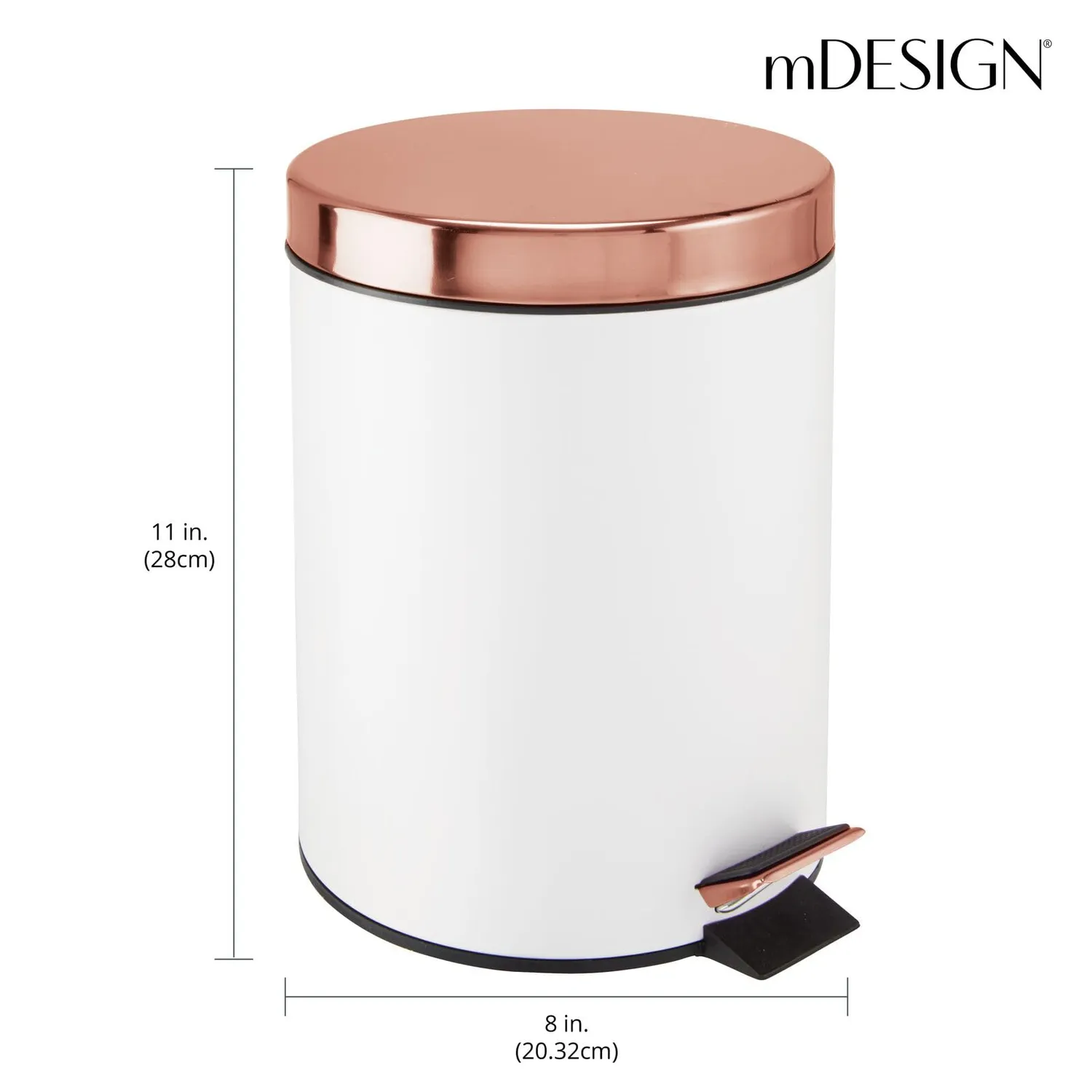mDesign Tretmülleimer Mülleimer 5 L weiß rotgoldfarben