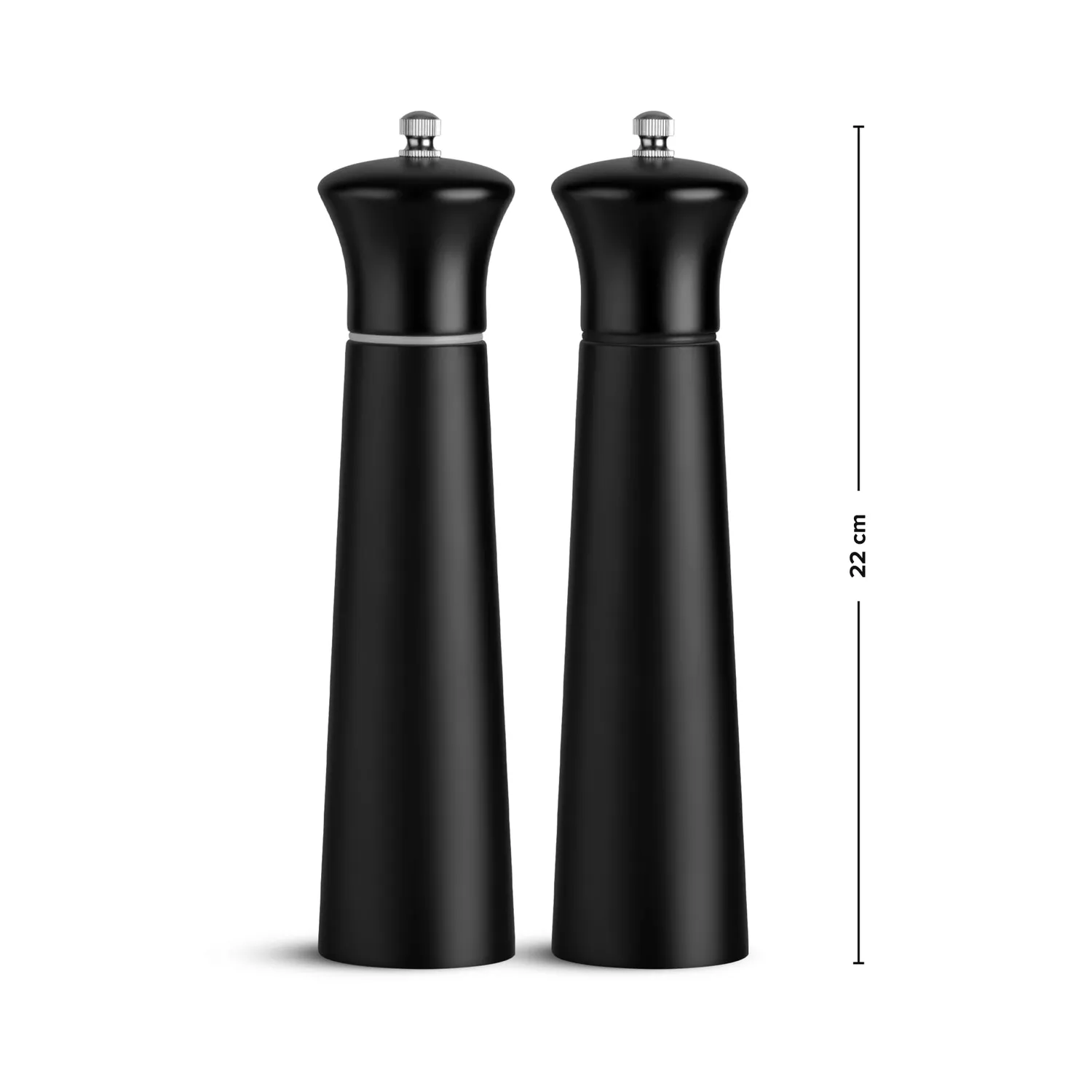 Black Salz-Pfeffer-Mühlen-Set Schwarz Holz 22cm Keramik 2 Stück