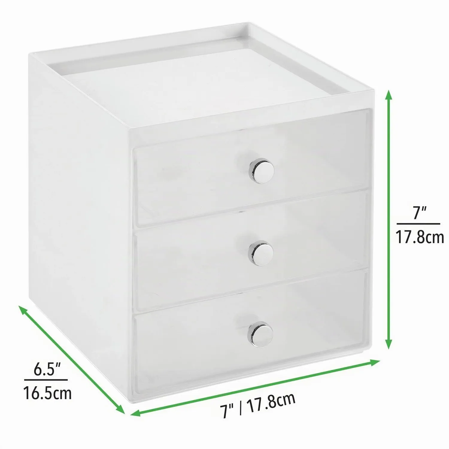 mDesign Make-up Organizer 3 Schubladen Kosmetikbox weiß transparent