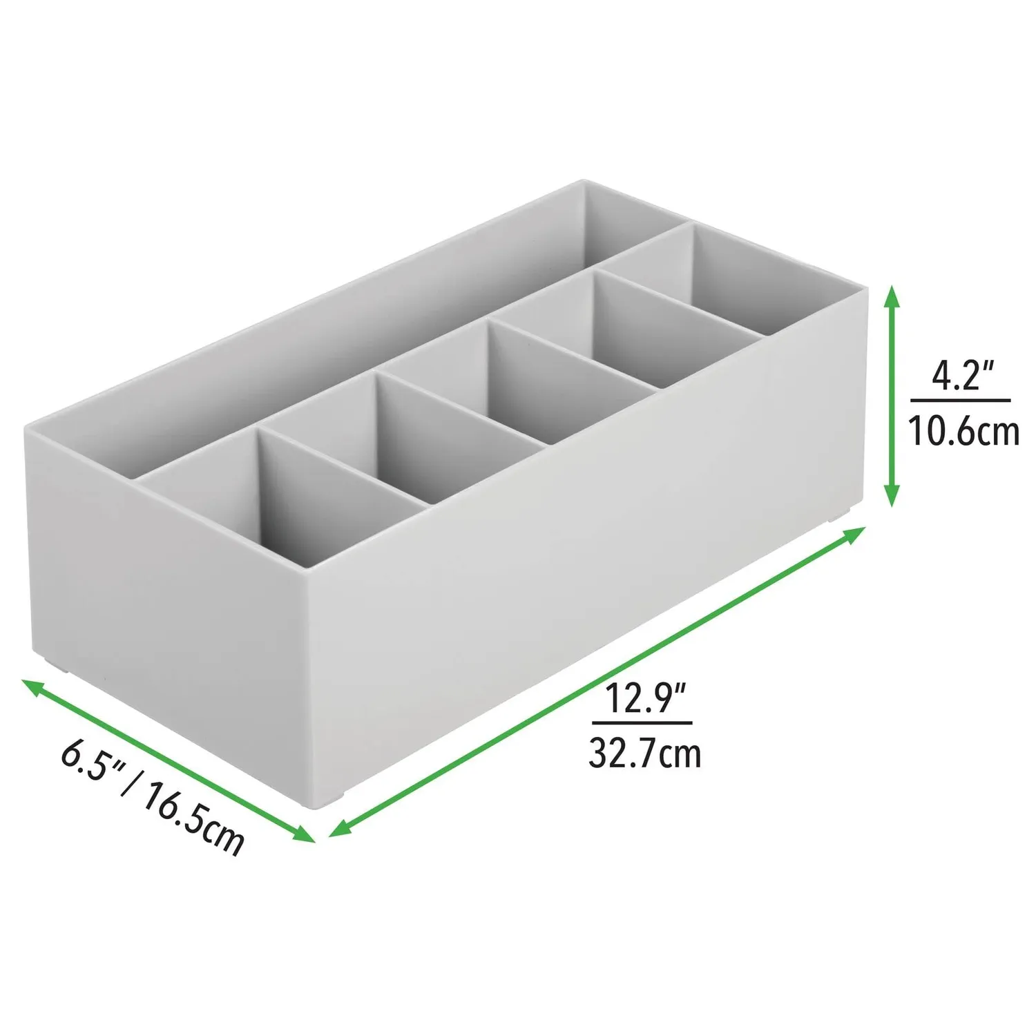 mDesign Schminkaufbewahrung 6 Fächer Kosmetik Organizer Grau