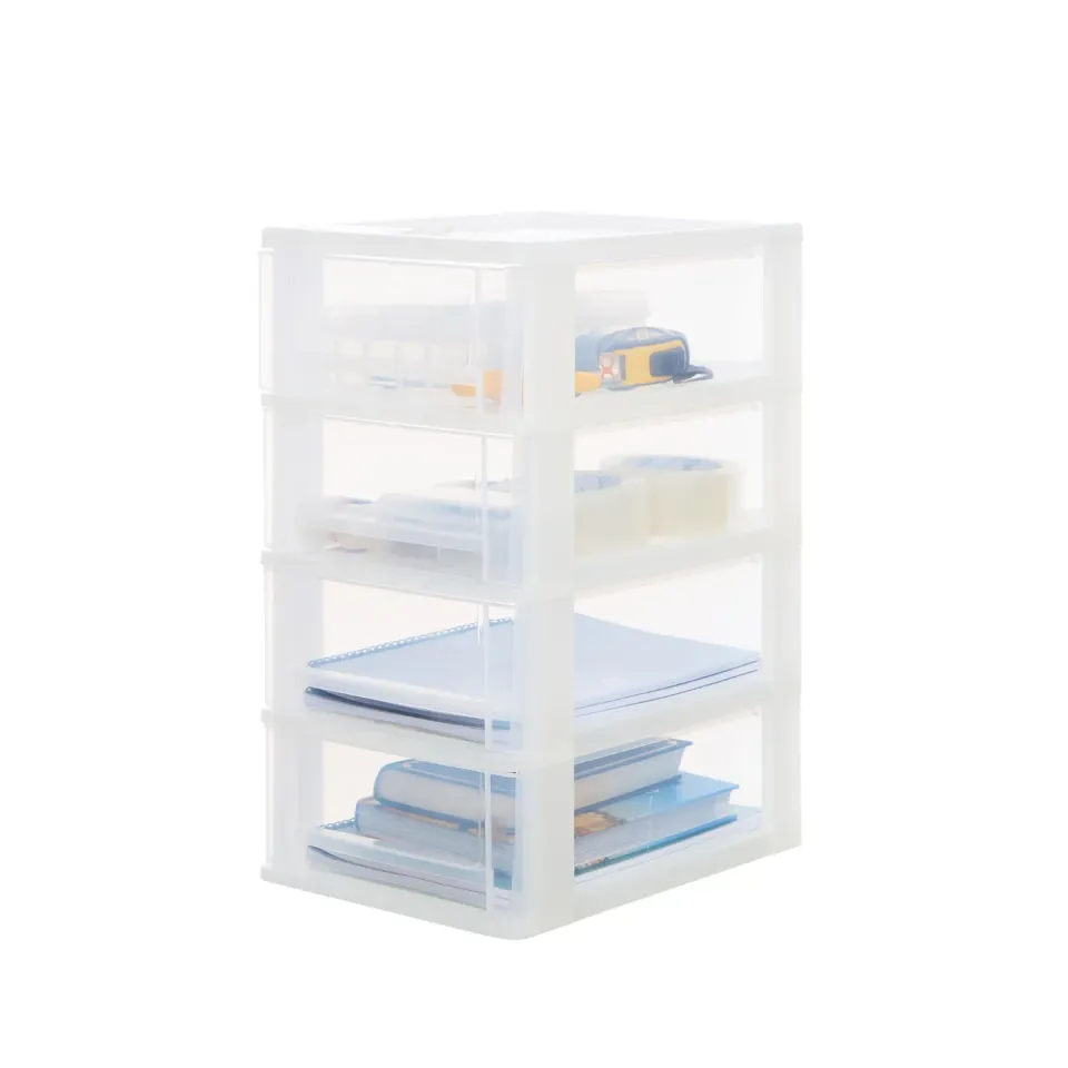 Iris Ohyama DDOCH-2004 Schubladenbox 4x7L Mattweiß A4