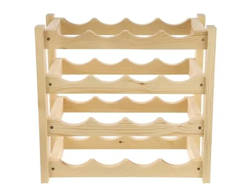 GoodFreshDecor Weinregal Holz für 16 Flaschen 43x24x40 cm Kiefer