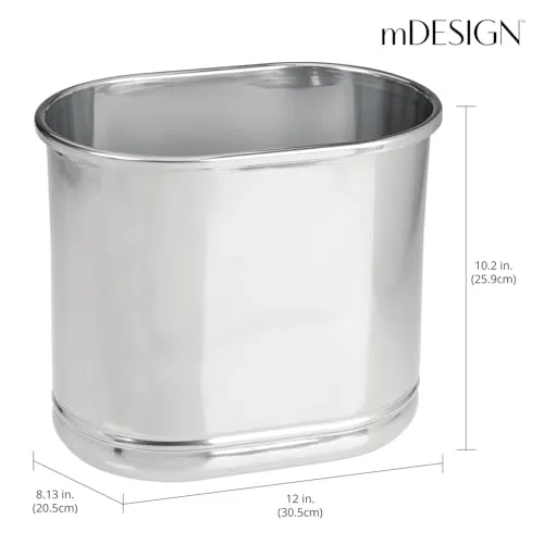 M Design ovaler Mülleimer Metall 9,5 L silber