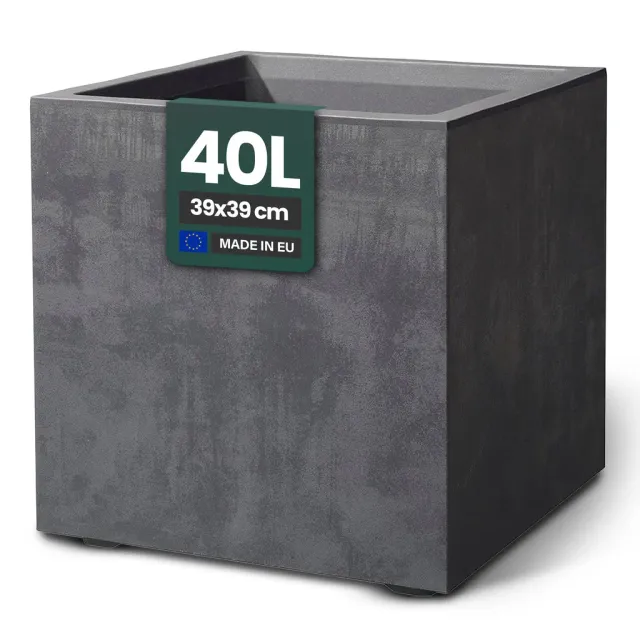 Kreher Millennium Pflanzkübel 40 Liter Anthrazit eckig Stein-Optik