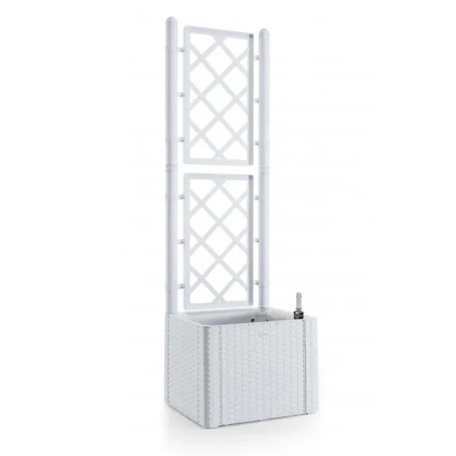 Kreher Rattan Spalier Pflanzkasten weiß schmal 34 L